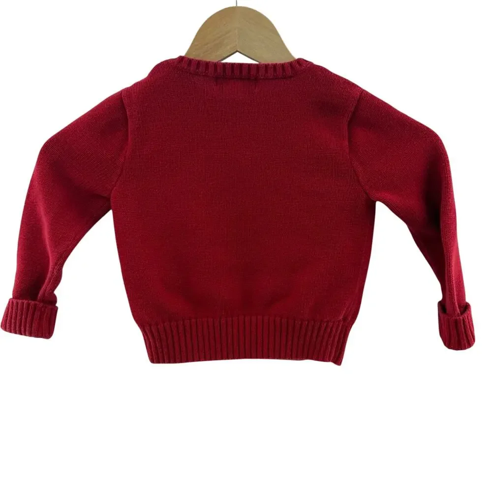 Vintage 90’s Polo Ralph Lauren Teddy Bear Sweater Red 100% Cotton Size 24 Months - Picture 5 of 8